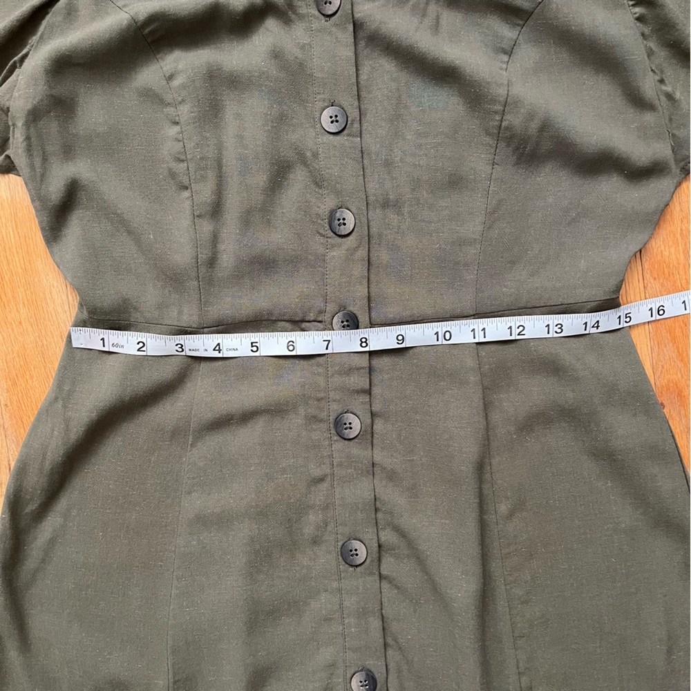 Universal Thread Olive Green Button-Front Mini Dress - Picture 7 of 8